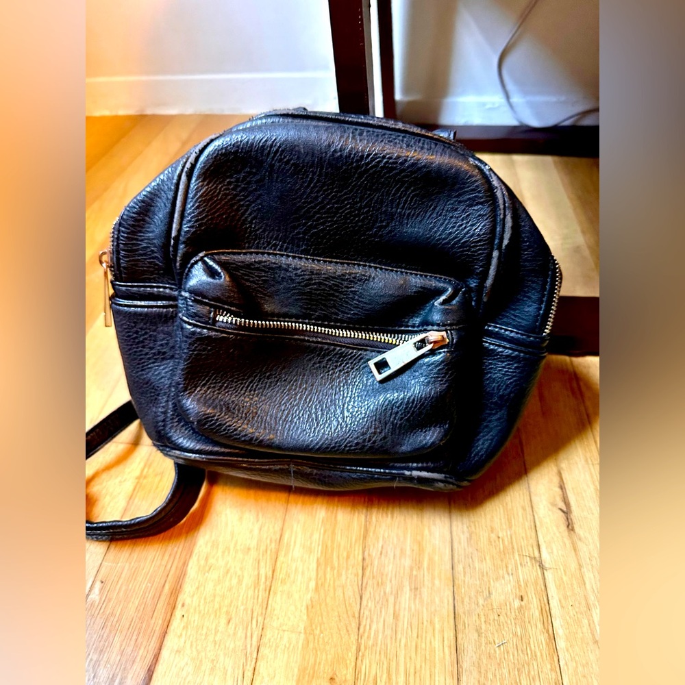 Faux Leather Mini Backpack